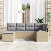 Bankstel poly rattan 6-delig beige lichtgrijs