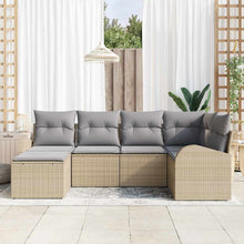Bankstel met kussen 6 pcs Beige en lichtgrijs poly rattan
