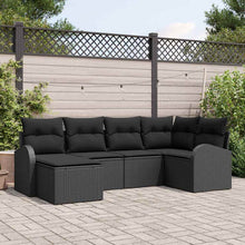Bankstel met kussen met opslag 6 pcs Zwart poly rattan