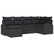 Bankstel met kussen met opslag 6 pcs Zwart poly rattan