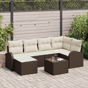 Modulaire tuinbank set poly rattan bruin wit met opbergruimte