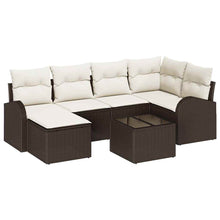 Bankstel met kussen met opslag 7 pcs Bruin en wit poly rattan