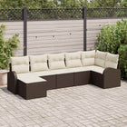 Sofa set with storage cushion 7 pcs Brown poly rattan