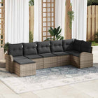 Sofa set with cushion and storage 7 pcs Grey poly rattan