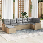 Bankstel 7-delig polyrattan beige