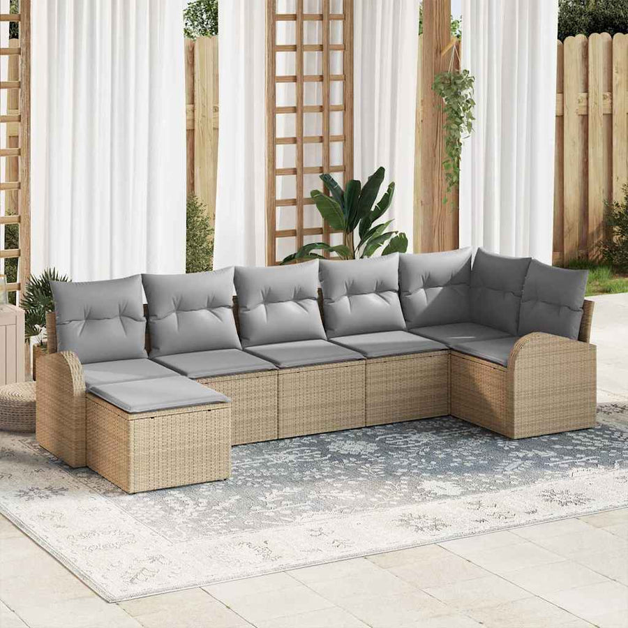 Tuin Sofa Set 7 pcs Beige en Lichtgrijs 289 x 124 x 85 cm