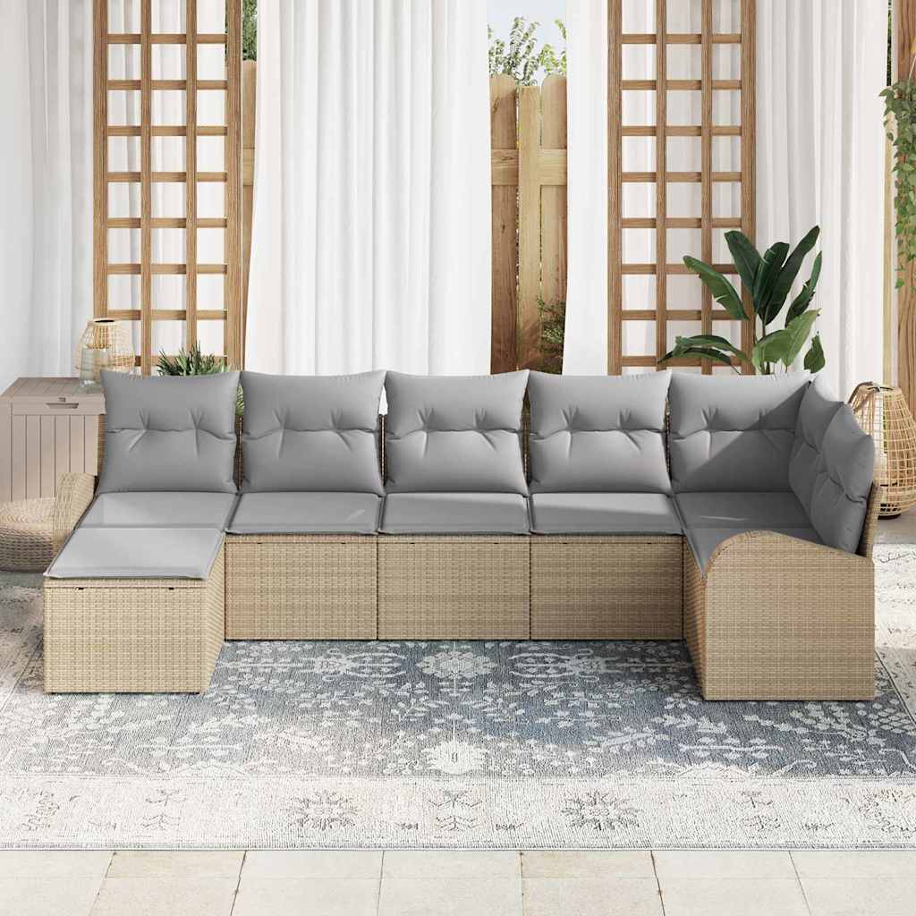Tuin Sofa Set 7 pcs Beige en Lichtgrijs 289 x 124 x 85 cm
