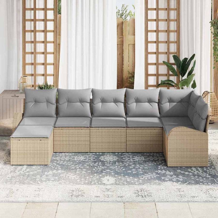 Tuin Sofa Set 7 pcs Beige en Lichtgrijs 289 x 124 x 85 cm