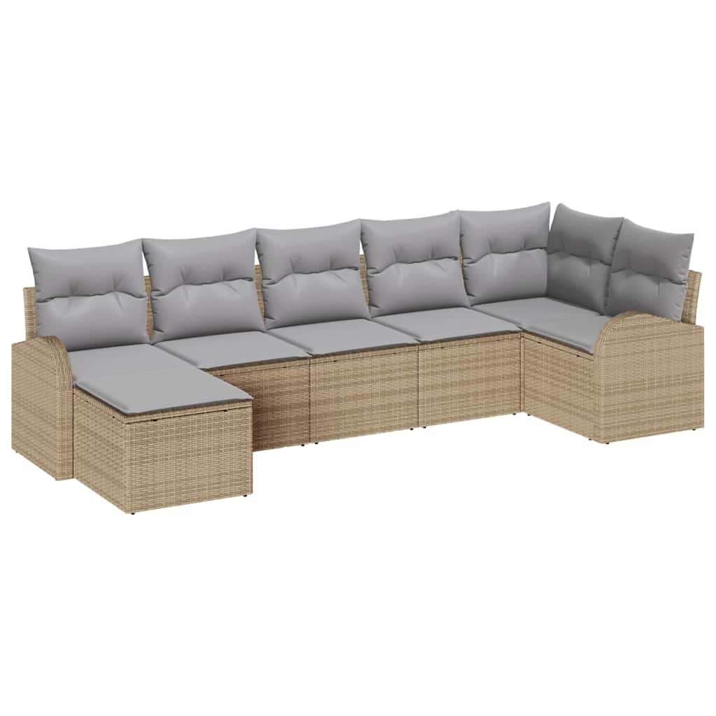 Tuin Sofa Set 7 pcs Beige en Lichtgrijs 289 x 124 x 85 cm