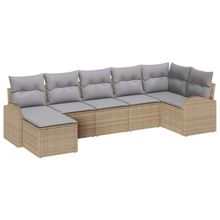 Tuin Sofa Set 7 pcs Beige en Lichtgrijs 289 x 124 x 85 cm