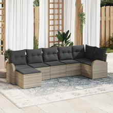 Bankstel met kussen met opslag 7 pcs Lichtgrijs poly rattan