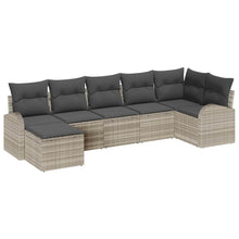 Bankstel met kussen met opslag 7 pcs Lichtgrijs poly rattan
