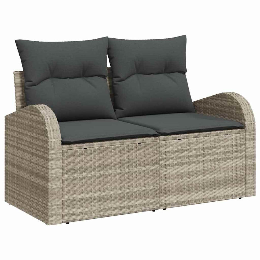 Bankstel met kussen met opslag 7 pcs Lichtgrijs poly rattan