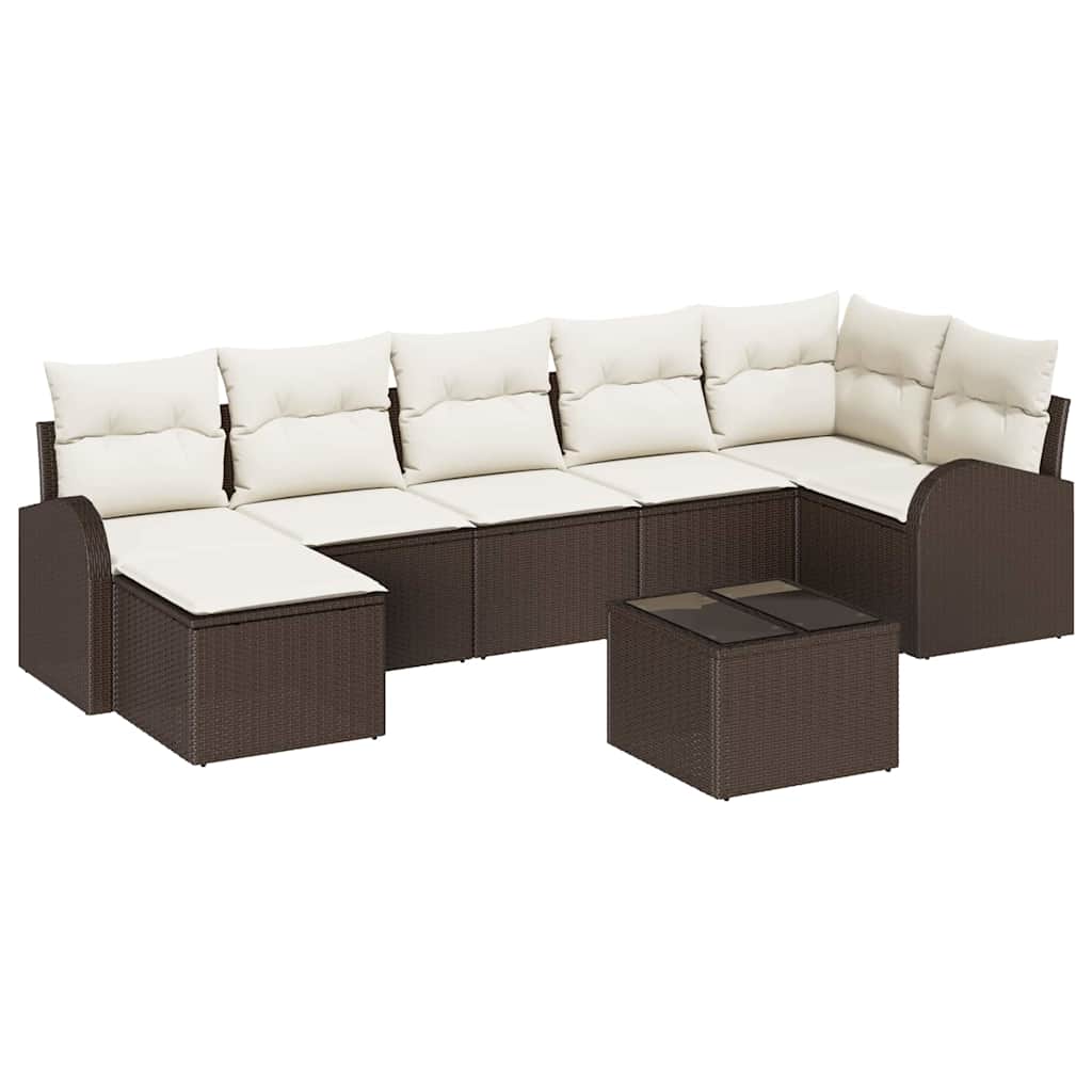 Bankstel met kussen met opslag 8 pcs Bruin poly rattan