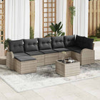 Loungeset poly rattan 8-delig lichtgrijs met opbergruimte