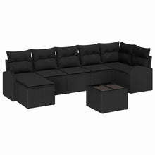 Bankstel met kussen met opslag 8 pcs Zwart poly rattan