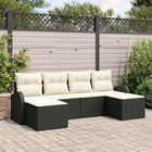 Sofa set with cushion and storage 6 pcs Black and White poly rattan
