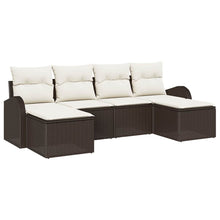 Bankstel met kussen met opslag 6 pcs Bruin en wit poly rattan