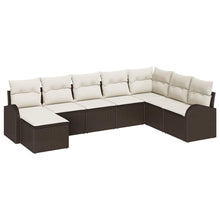Bankstel met kussen met opslag 8 pcs Bruin en wit poly rattan
