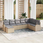 Sofa set with cushions 8 pcs Beige and light grey poly rattan