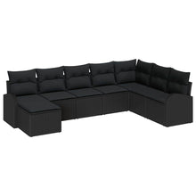 Bankstel met kussen met opslag 8 pcs Zwart poly rattan