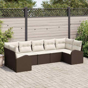 Tuinbankenset poly rattan bruin met kussens