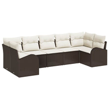 Tuinbankenset met kussen 7 pcs Bruin en wit poly rattan