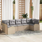 Tuinbankenset poly rattan 7-delig beige lichtgrijs