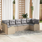 Tuinbankenset poly rattan 7-delig beige lichtgrijs