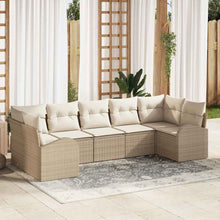 Tuinbankenset met kussen 7 pcs Beige en Wit poly rattan