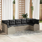 Garden sofa set with cushions 7 pcs Light grey poly rattan