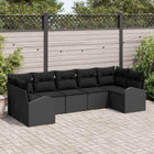 Tuinbankenset poly rattan 7-delig zwart met opbergruimte