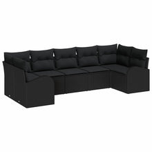 Tuinbankenset met kussen met opslag 7 pcs Zwart poly rattan