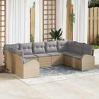 Tuinbankenset poly rattan beige lichtgrijs 9-delig