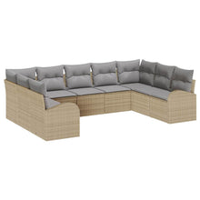 Tuinbankenset met kussen 9 pcs Beige en Licht Grijs poly rattan