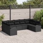 Tuinbankenset poly rattan 9-persoons zwart