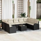 Garden Sofa Set with Cushions 10 pcs Black and White poly rattan