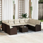 Garden Sofa Set with Cushions 10 pcs Brown and white poly rattan