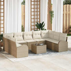 Tuinset poly rattan 7 zitplaatsen beige wit