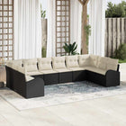 Garden Sofa Set with Cushions 10 pcs Black and White poly rattan