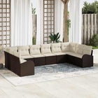 Garden Sofa Set with Cushions 10 pcs Brown and white poly rattan