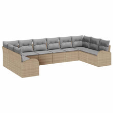 Tuinbankenset 10 pcs Beige en Licht Grijs poly rattan