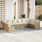 Garden Lounge Set with Cushions 10 pcs Beige and White Poly Rattan