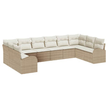 Tuinbankenset met kussen 10 pcs Beige en Wit poly rattan