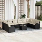 Garden lounge set with cushions 11 pcs Brown and Cream poly rattan