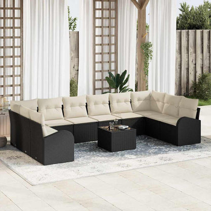 Tuinbankenset met kussen 11 pcs Bruin en Crème poly rattan