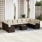 Garden lounge set with cushions 11 pcs Brown and Cream poly rattan