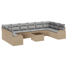 Tuinbankenset 11 pcs Beige en Licht Grijs poly rattan