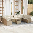 Loungeset poly rattan beige crème 11-delig