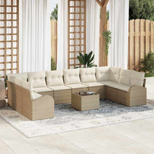 Bankstel met kussen 11 pcs Beige en Crème poly rattan